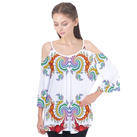 Fractal Kaleidoscope Of A Dragon Head Flutter Tees by Amaryn4rt