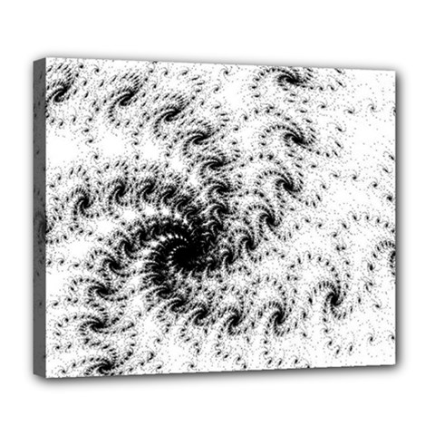 Fractal Black Spiral On White Deluxe Canvas 24  X 20   by Amaryn4rt