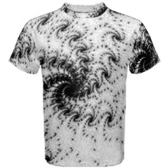 Fractal Black Spiral On White Men s Cotton Tee by Amaryn4rt