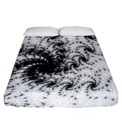 Fractal Black Spiral On White Fitted Sheet (queen Size)