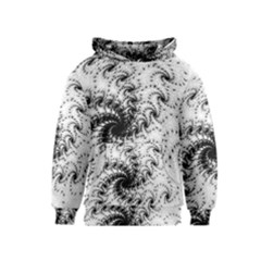 Fractal Black Spiral On White Kids  Pullover Hoodie by Amaryn4rt