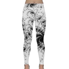 Fractal Black Spiral On White Classic Yoga Leggings by Amaryn4rt