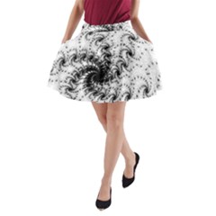 Fractal Black Spiral On White A-line Pocket Skirt by Amaryn4rt