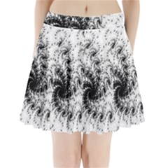 Fractal Black Spiral On White Pleated Mini Skirt by Amaryn4rt