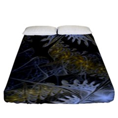 Fractal Wallpaper With Blue Flowers Fitted Sheet (king Size)