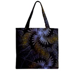 Fractal Wallpaper With Blue Flowers Zipper Grocery Tote Bag by Amaryn4rt