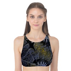 Fractal Wallpaper With Blue Flowers Tank Bikini Top by Amaryn4rt