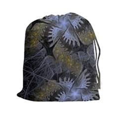 Fractal Wallpaper With Blue Flowers Drawstring Pouches (xxl) by Amaryn4rt