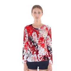 Red Fractal Art Women s Long Sleeve Tee