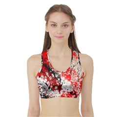 Red Fractal Art Sports Bra With Border by Amaryn4rt