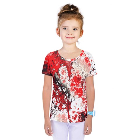 Red Fractal Art Kids  One Piece Tee by Amaryn4rt