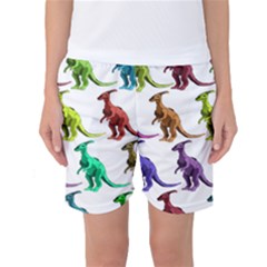 Multicolor Dinosaur Background Women s Basketball Shorts by Amaryn4rt