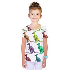 Multicolor Dinosaur Background Kids  One Piece Tee