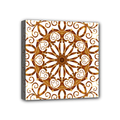 Golden Filigree Flake On White Mini Canvas 4  X 4  by Amaryn4rt