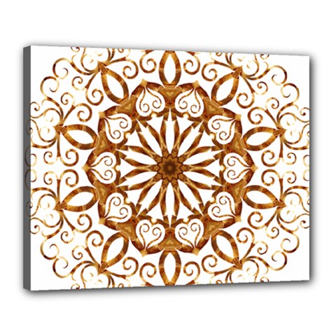 Golden Filigree Flake On White Canvas 20  X 16  by Amaryn4rt