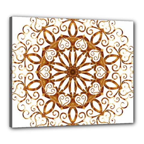 Golden Filigree Flake On White Canvas 24  X 20  by Amaryn4rt