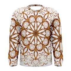 Golden Filigree Flake On White Men s Long Sleeve Tee by Amaryn4rt