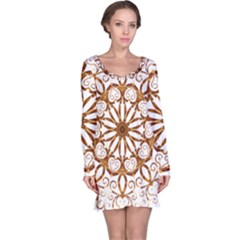 Golden Filigree Flake On White Long Sleeve Nightdress by Amaryn4rt