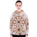 Golden Filigree Flake On White Women s Zipper Hoodie View1