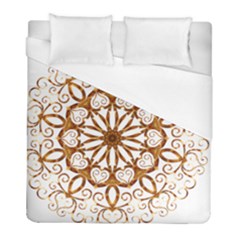 Golden Filigree Flake On White Duvet Cover (full/ Double Size) by Amaryn4rt