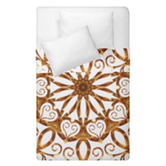 Golden Filigree Flake On White Duvet Cover Double Side (single Size) by Amaryn4rt