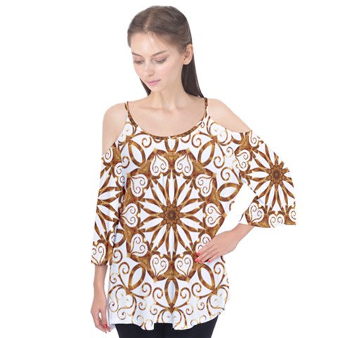 Golden Filigree Flake On White Flutter Tees by Amaryn4rt