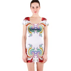 Fractal Kaleidoscope Of A Dragon Head Short Sleeve Bodycon Dress by Amaryn4rt