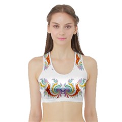 Fractal Kaleidoscope Of A Dragon Head Sports Bra With Border by Amaryn4rt