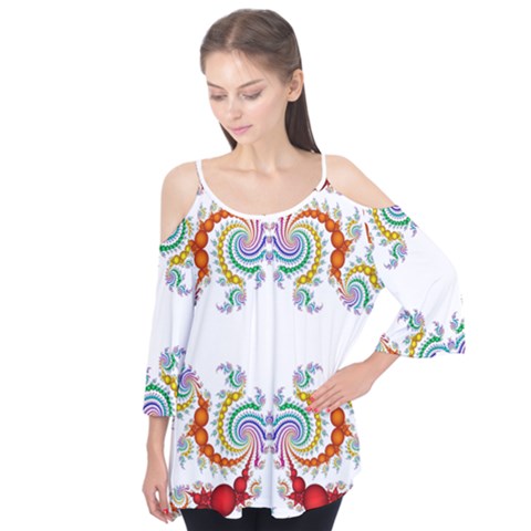 Fractal Kaleidoscope Of A Dragon Head Flutter Tees by Amaryn4rt