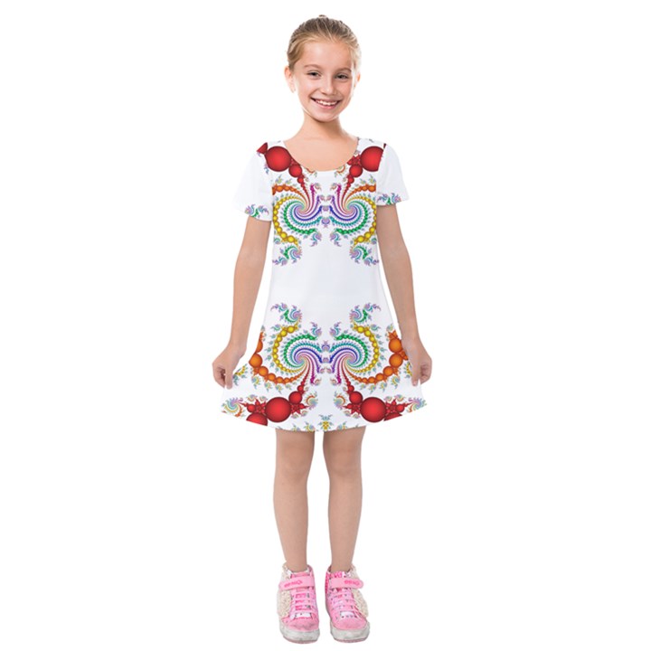 Fractal Kaleidoscope Of A Dragon Head Kids  Short Sleeve Velvet Dress