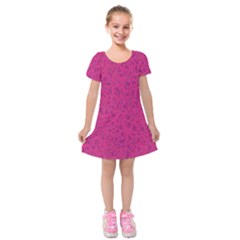 Pink Pattern Kids  Short Sleeve Velvet Dress by Valentinaart