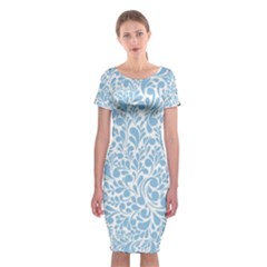 Blue Pattern Classic Short Sleeve Midi Dress by Valentinaart