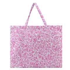 Pink Pattern Zipper Large Tote Bag by Valentinaart