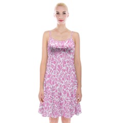 Pink Pattern Spaghetti Strap Velvet Dress