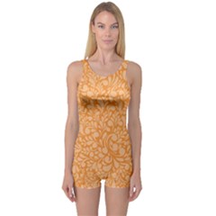 Orange Pattern One Piece Boyleg Swimsuit by Valentinaart