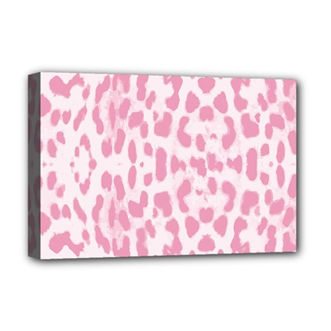 Leopard Pink Pattern Deluxe Canvas 18  X 12   by Valentinaart