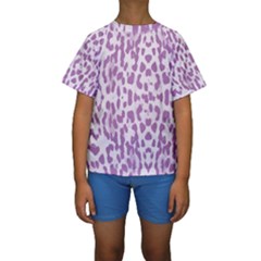 Purple Leopard Pattern Kids  Short Sleeve Swimwear by Valentinaart