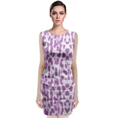 Purple Leopard Pattern Sleeveless Velvet Midi Dress by Valentinaart