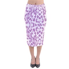 Purple Leopard Pattern Velvet Midi Pencil Skirt