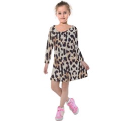 Leopard Pattern Kids  Long Sleeve Velvet Dress