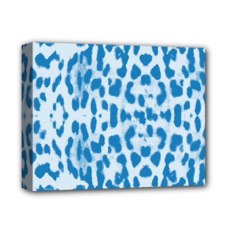 Blue Leopard Pattern Deluxe Canvas 14  X 11  by Valentinaart