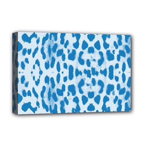 Blue Leopard Pattern Deluxe Canvas 18  X 12   by Valentinaart