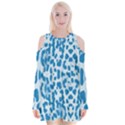 Blue leopard pattern Velvet Long Sleeve Shoulder Cutout Dress View1