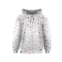 Cute Flamingos And  Leaves Pattern Kids  Zipper Hoodie by TastefulDesigns