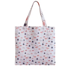 Cute Flamingos And  Leaves Pattern Zipper Grocery Tote Bag by TastefulDesigns