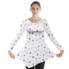 Cute Flamingos And  Leaves Pattern Long Sleeve Tunic  by TastefulDesigns