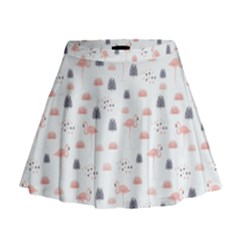 Cute Flamingos And  Leaves Pattern Mini Flare Skirt by TastefulDesigns