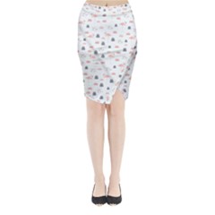 Cute Flamingos And  Leaves Pattern Midi Wrap Pencil Skirt by TastefulDesigns