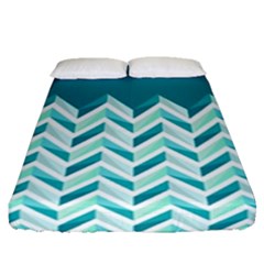 Zigzag Pattern In Blue Tones Fitted Sheet (queen Size)