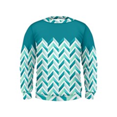 Zigzag Pattern In Blue Tones Kids  Sweatshirt by TastefulDesigns